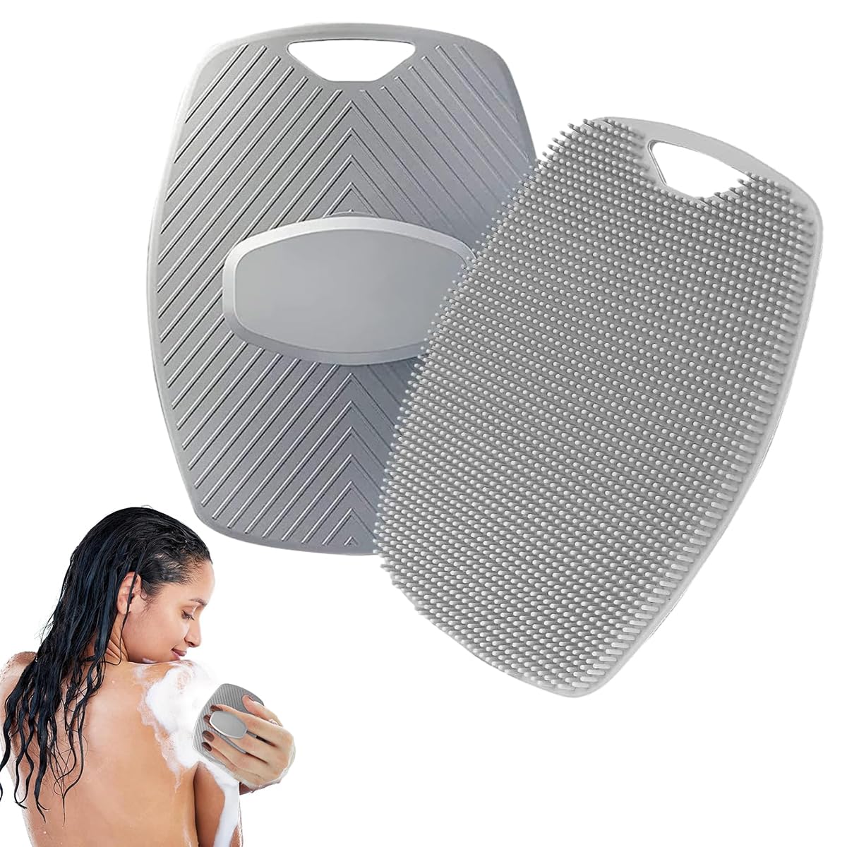MAYCREATE Silicone Body Scrubber, Exfoliating Body Scrubber for Men Women, Shower Bath Brush with Ergonomic No-Slip Handle for All Kinds of Deep Skin Cleaning, Black MAYCREATE Silicone Body Scrubber, Exfoliating Body Scrubber for Men Women, Shower Bath Brush with Ergonomic No-Slip Handle for All Kinds of Deep Skin Cleaning, Black